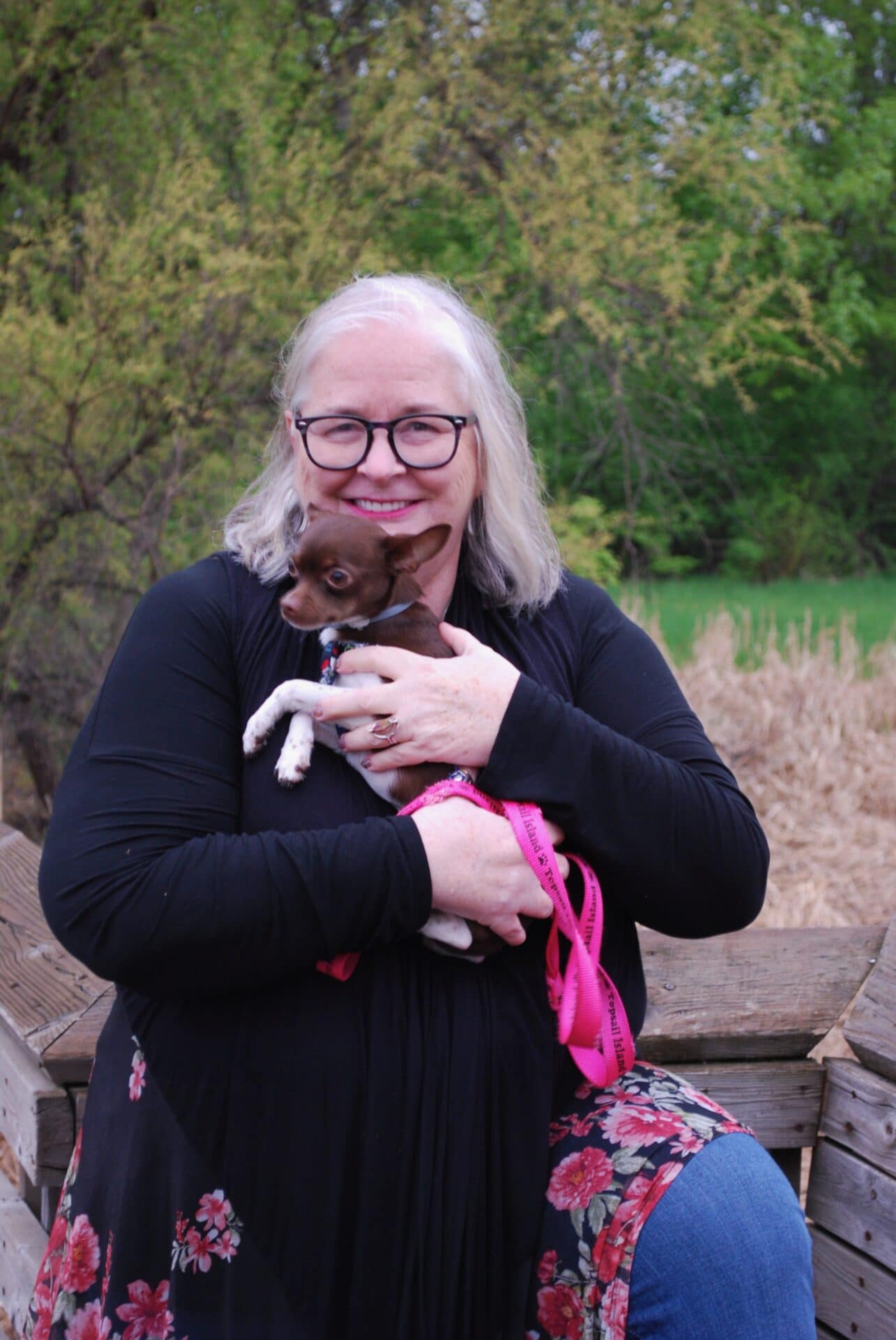 Deb holding puppy