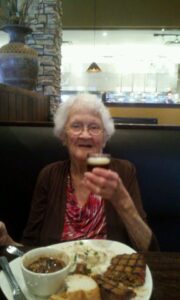 Mom having a beer