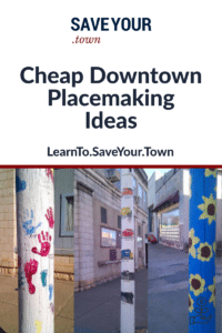 cheap downtown placemaking video promo with poles that are painted