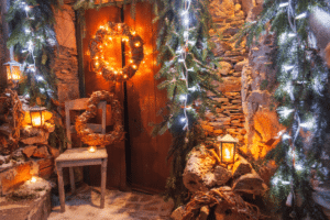Christmas scene with all natural products for decoration in Aldeia Portugal
