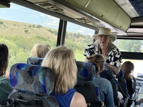 deb again in Montana Deb on a bus at the IEDC Rural Summit