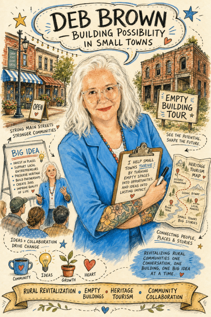 AI generated image of Deb Brown and listing of what she does