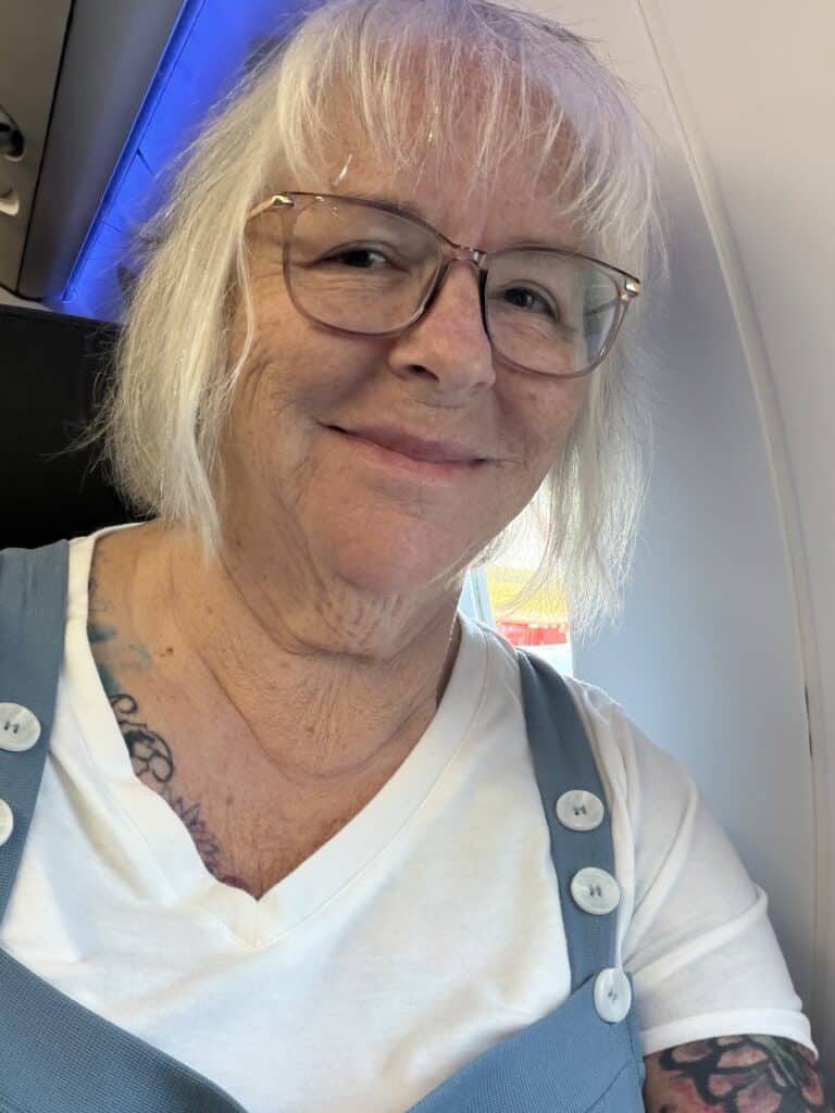 deb on a plane