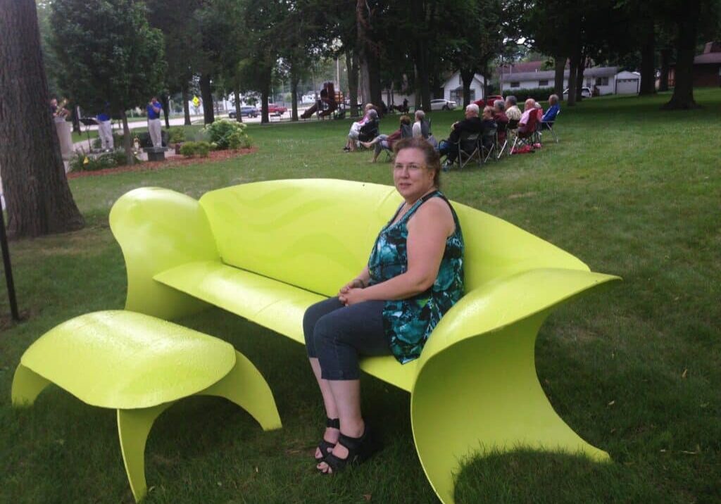 bench made of propane tank