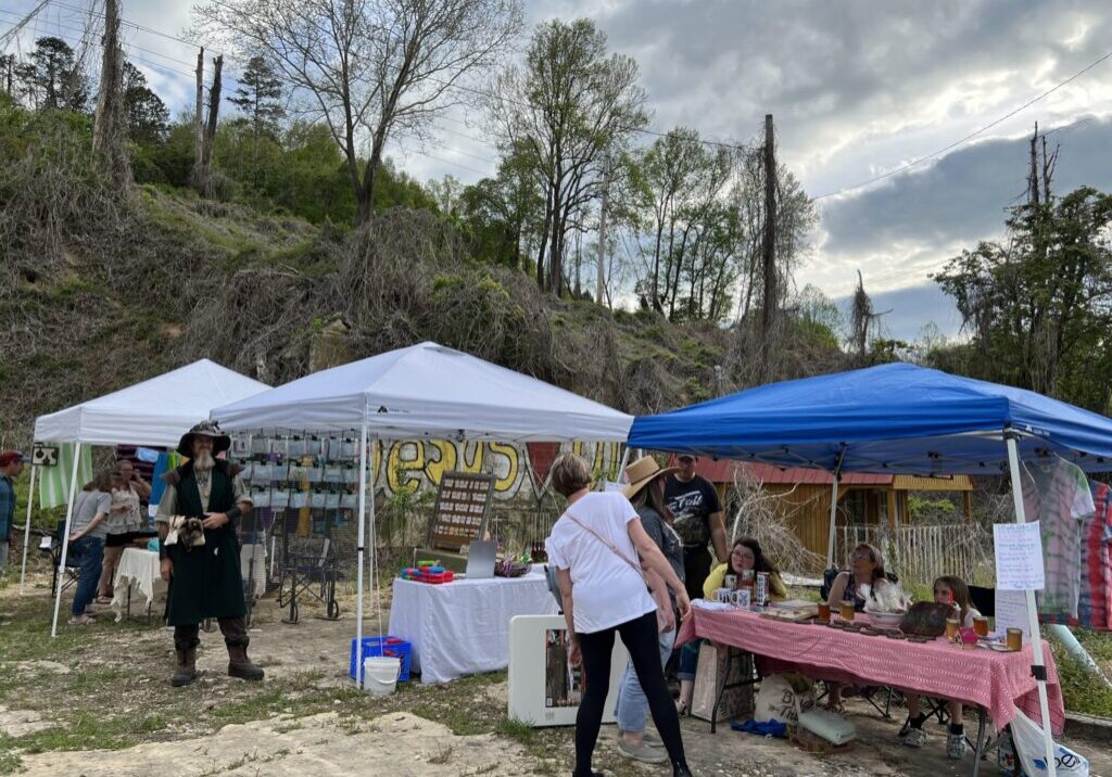 empty lot being used as a pop up for arts event