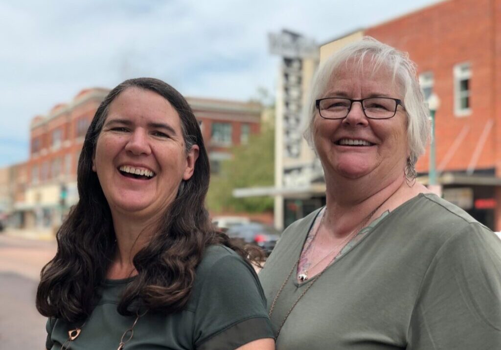 Becky and Deb downtown photo